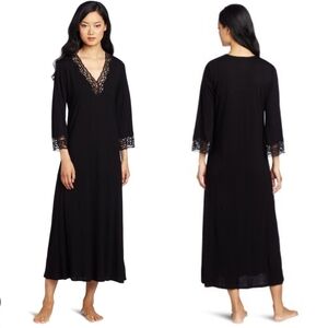 New Natori Lhasa Lounger Lace Long Sleeve V Neck Knit Maxi Mumu Nightgown